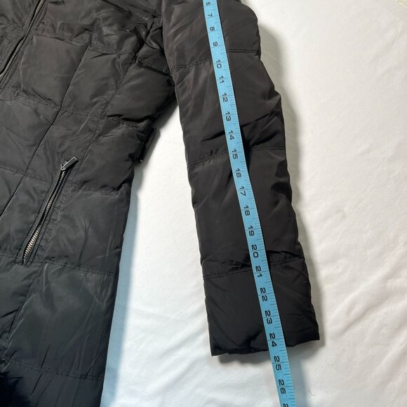Zara Slim Fitted Down Fill Long Jacket Coat Collar Knee Length Black Size M - Picture 7 of 13